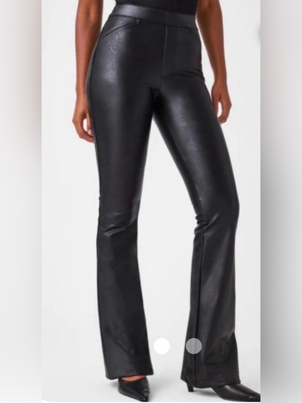 SPANX Black Faux Leather Flare pants